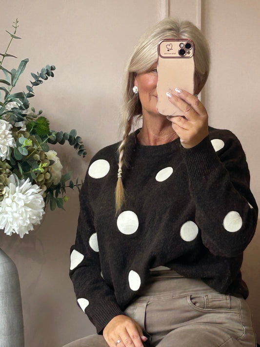 Spot Jumper - Brown/Cream - Wardrobe By Simone