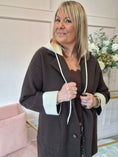 Load image into Gallery viewer, Hoody Smart Jacket  - Brown/Cream - Wardrobe By Simone
