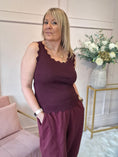 Load image into Gallery viewer, Scalloped Edged Vest Top - Damson - Wardrobe By Simone
