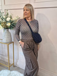 Load image into Gallery viewer, Spotty Mesh Top - Navy/Beige - Wardrobe By Simone
