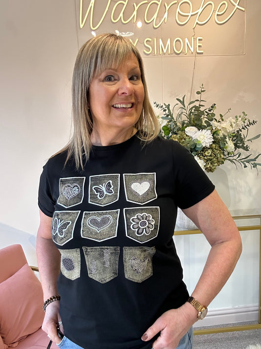 Butterfly T-Shirt - Black/Grey/Pewter - Wardrobe By Simone