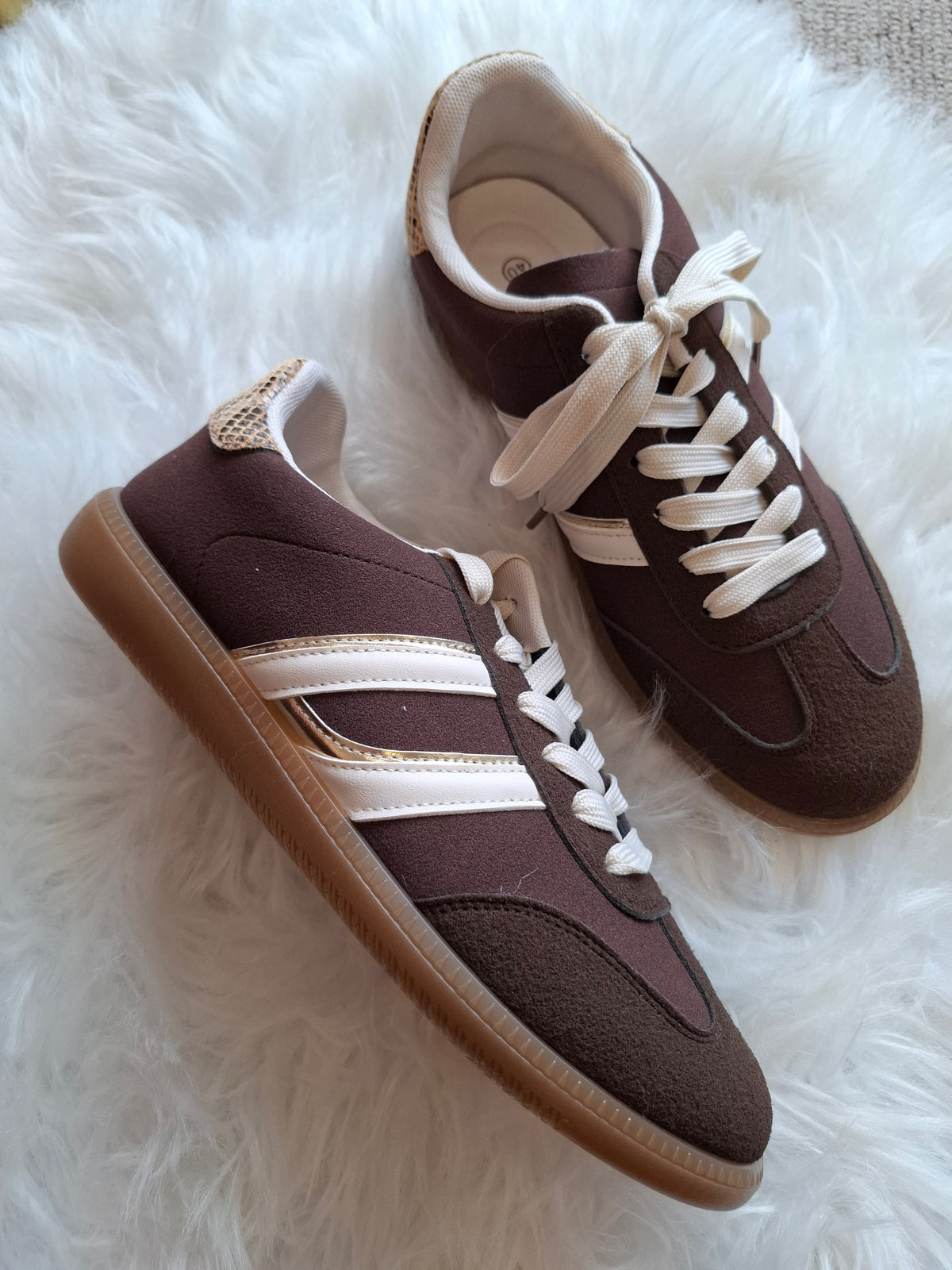 Cream Laced Trainer - Brown/Cream