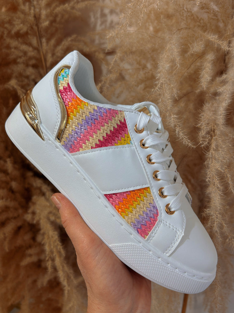 
            
                Load image into Gallery viewer, Rainbow Weave Trainer - White - Wardrobe By Simone
            
        