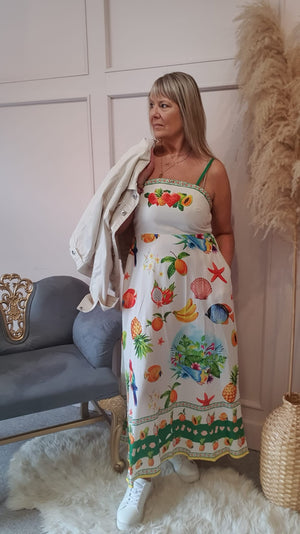 Fruits Of Summer Dress - Cream/Mix