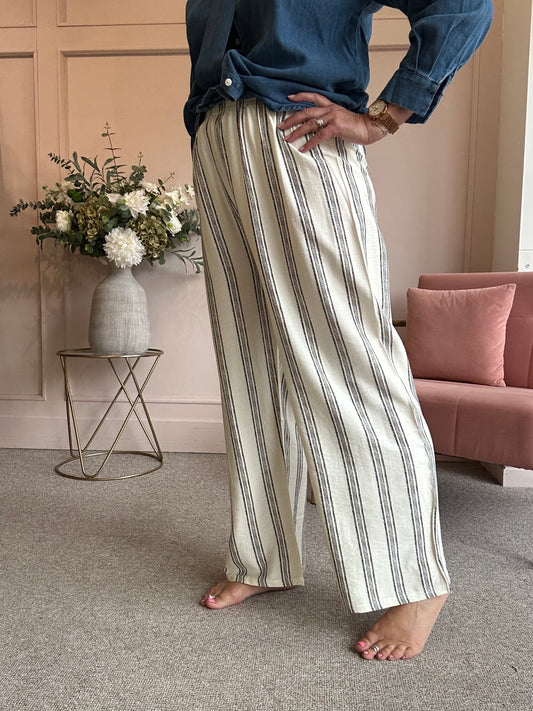 Striped Pant - Cream/Black - Wardrobe By Simone