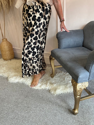 Leopard Silk Skirt - Browns/Black
