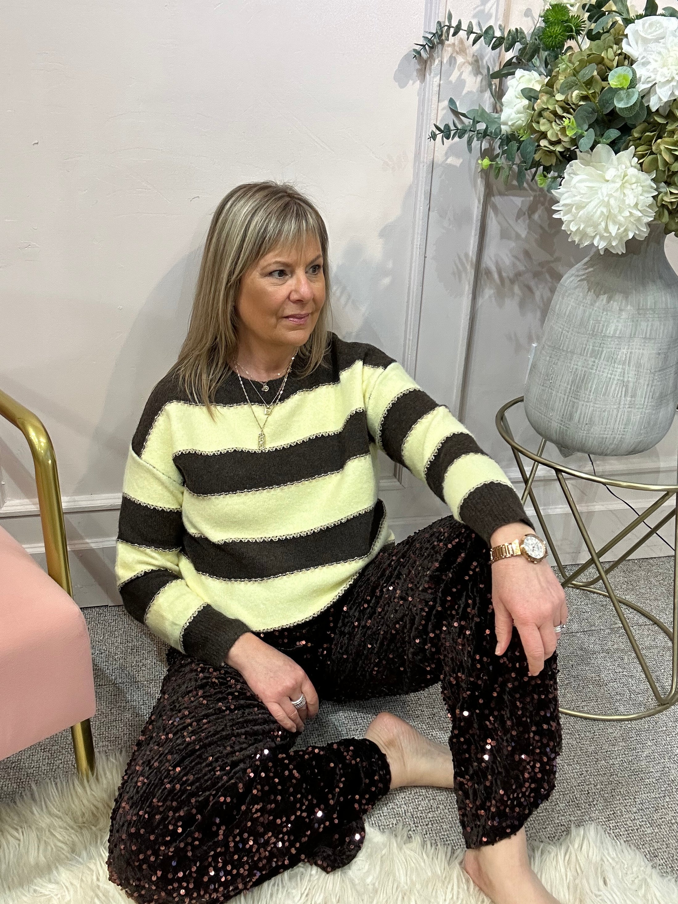 Bold Stripe Jumper - Brown/Yellow