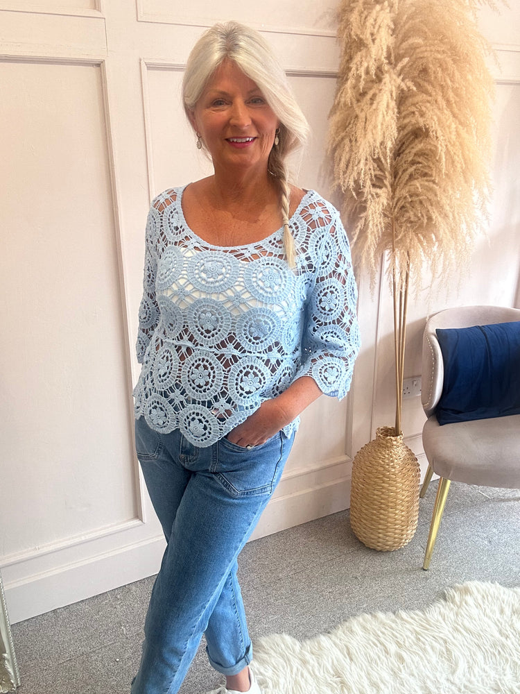 Cute Crochet Little Jumper - Powder Blue