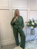 Jacket & Wide Pant Set - Green