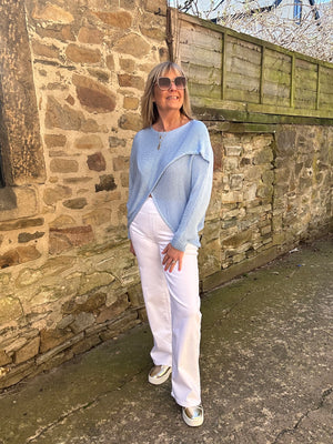 Crossover Layered Longer Jumper - Blue