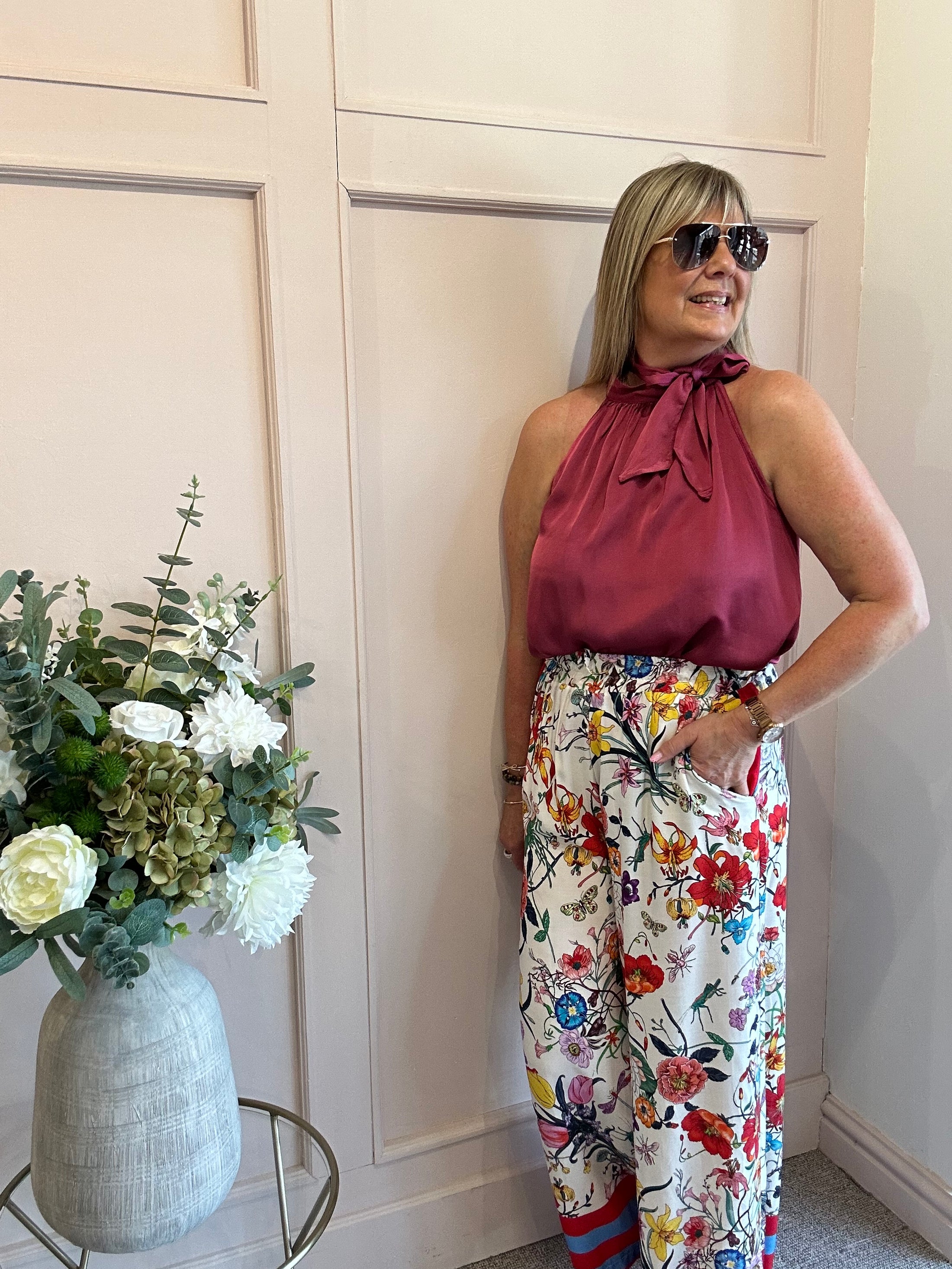 Just A Halter Neck Top - Deep Rasberry