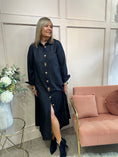 Load image into Gallery viewer, Denim Maxi Shirt Dress - Dark Denim
