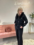 Load image into Gallery viewer, Gold Hearts & Fur Trim Hoody Jumper - Black
