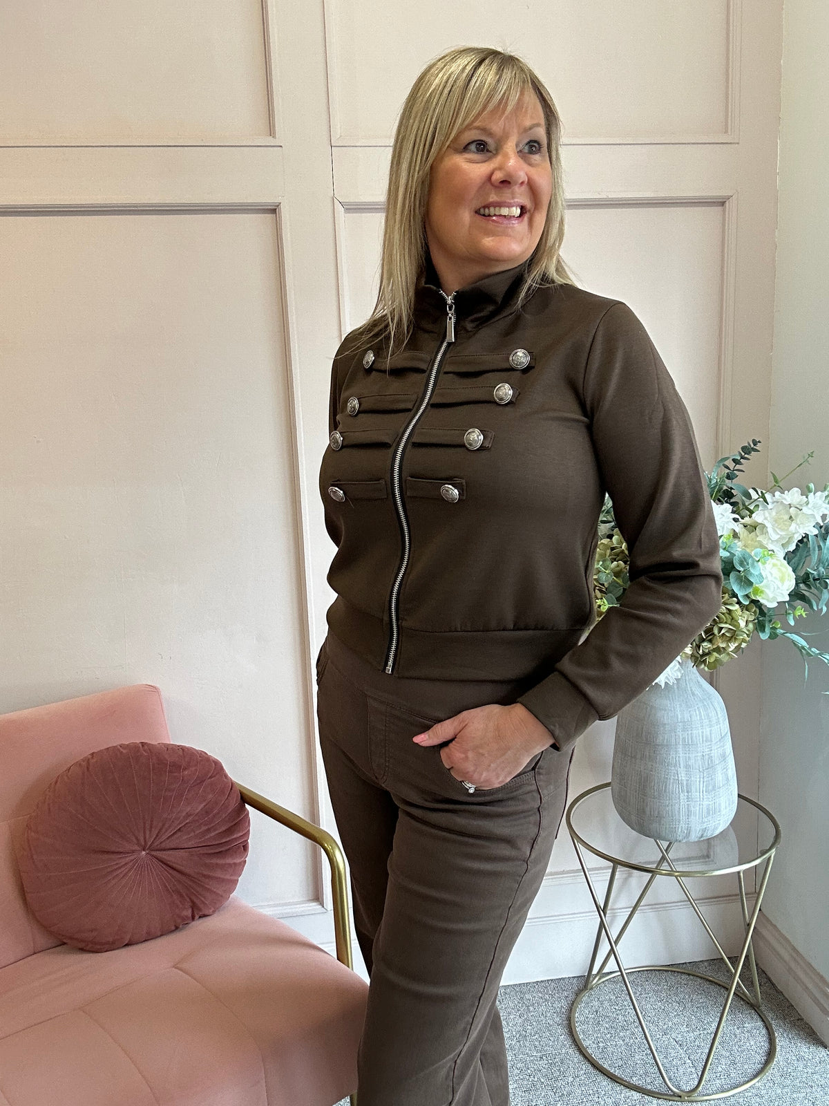 Military Lounge Jacket - Brown - Wardrobe By Simone