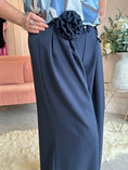 Load image into Gallery viewer, Flower Tie Wide Leg Pant - Navy - Wardrobe By Simone
