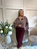 Load image into Gallery viewer, A Checked Zip Jacket - Burgundy/Cream - Wardrobe By Simone
