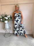 Load image into Gallery viewer, Mixed Botanical Jumpsuit - Cream/Navy - Wardrobe By Simone
