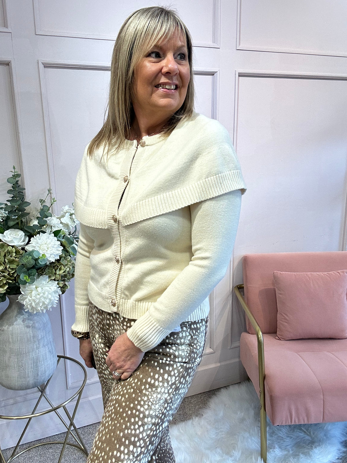 Cape Style Cardigan - Cream