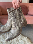 Load image into Gallery viewer, Snake Skin Ankle Boot = Gold
