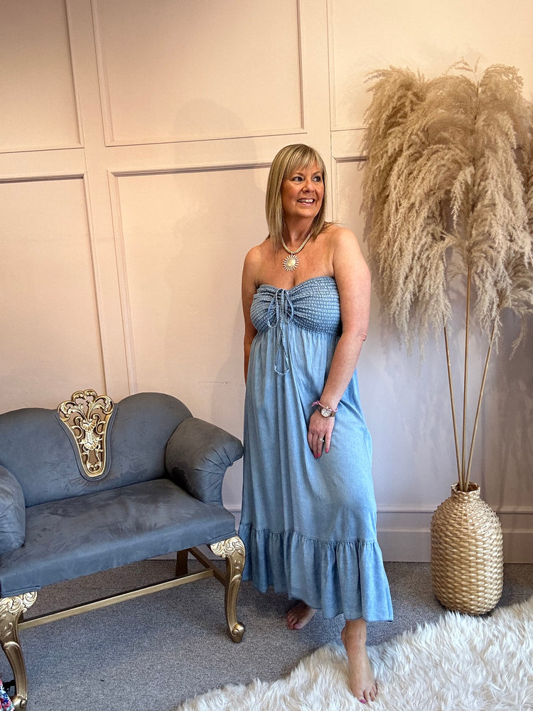 Strapless Maxi Sundress - Blue