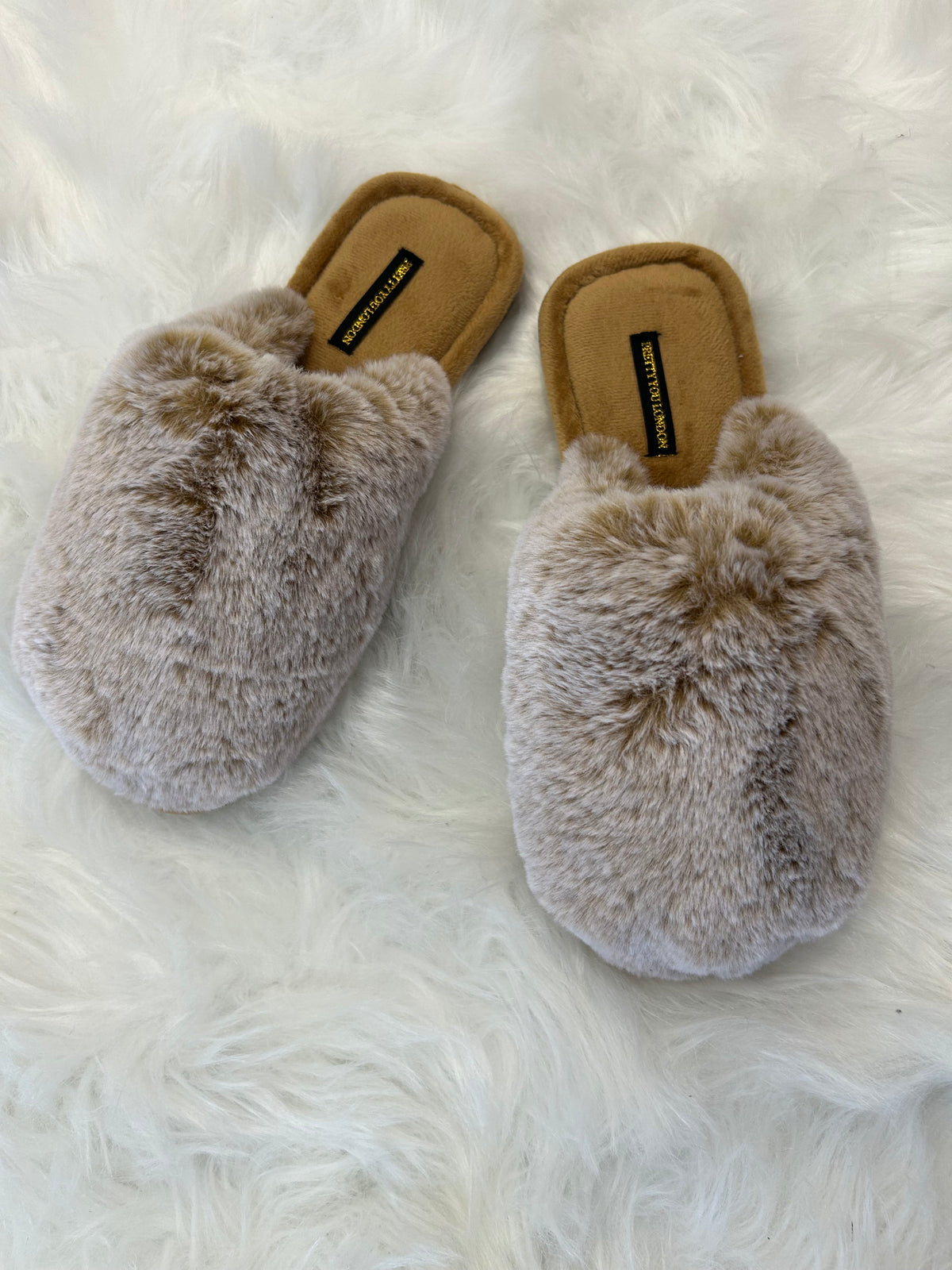 Cosy Fluff Slipper/Mule - Caramel/Fleck