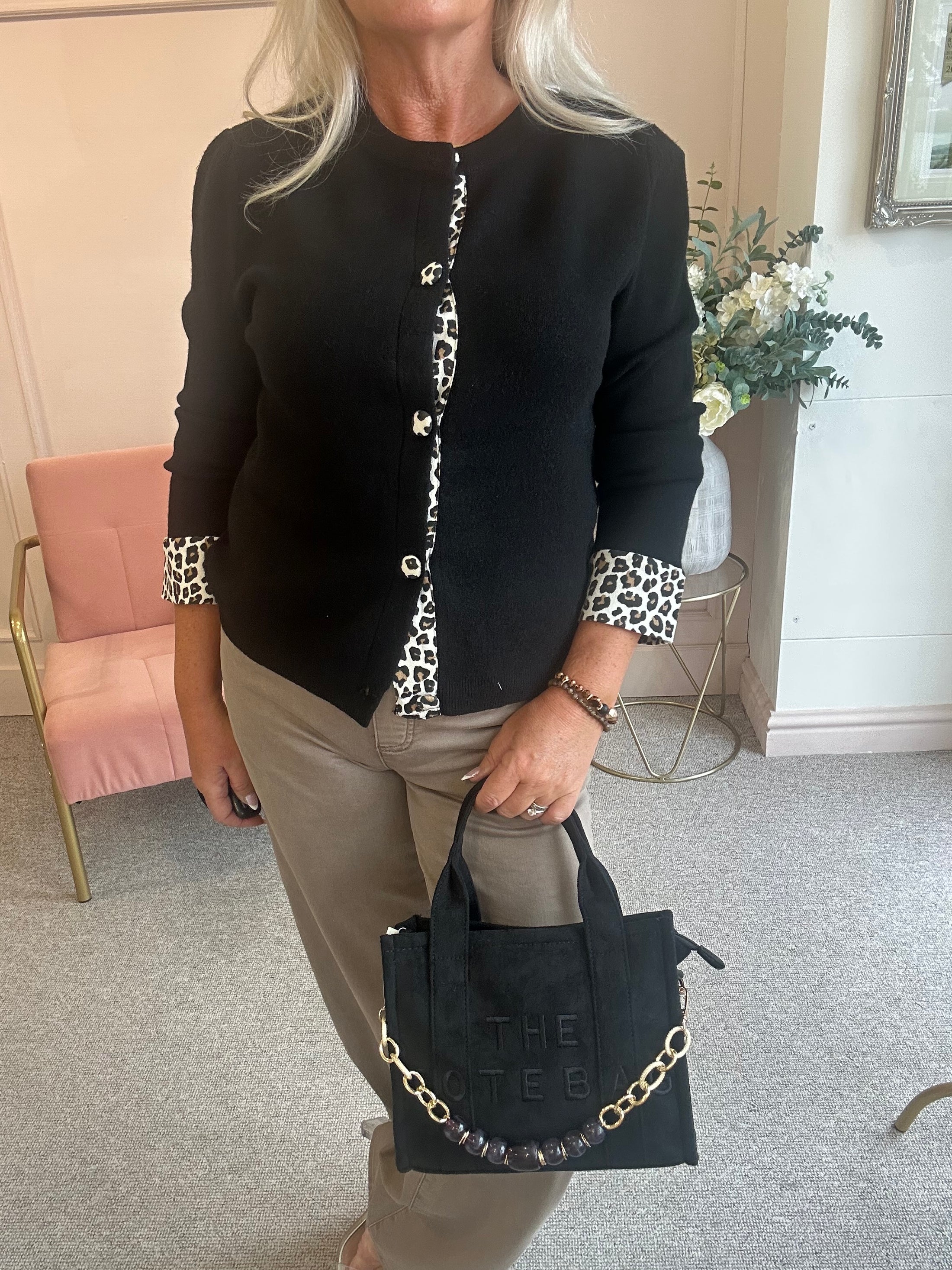 Leopard Edge Cardi Jacket - Black