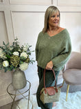 Load image into Gallery viewer, V Neck Knit Jumper - Sage Green
