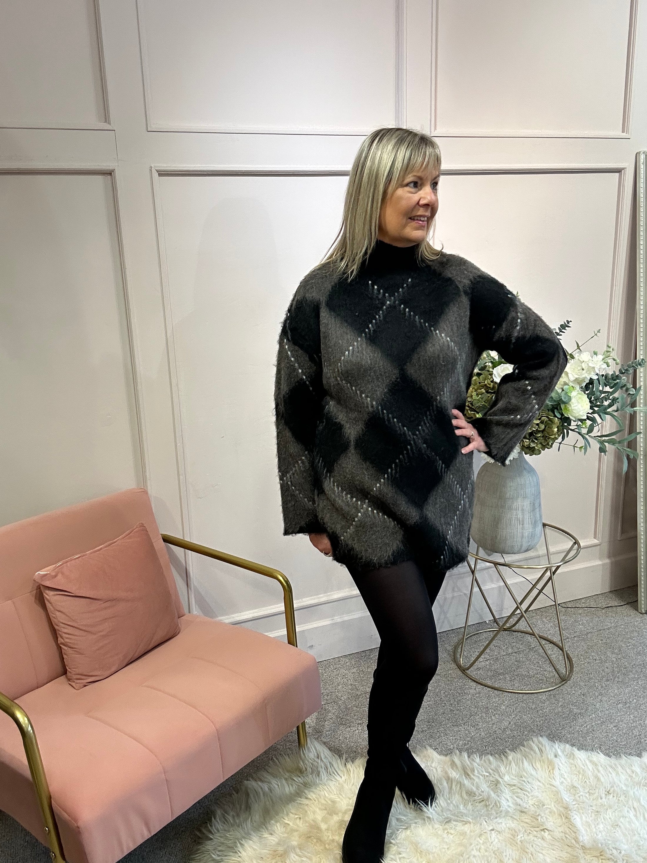 Jumper Dress - Brown/Black