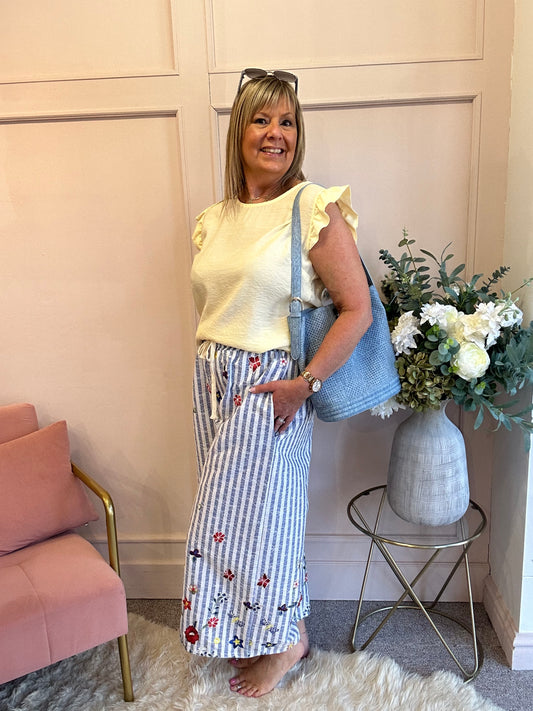 Frill Cap Sleeved Top  - Lemon - Wardrobe By Simone