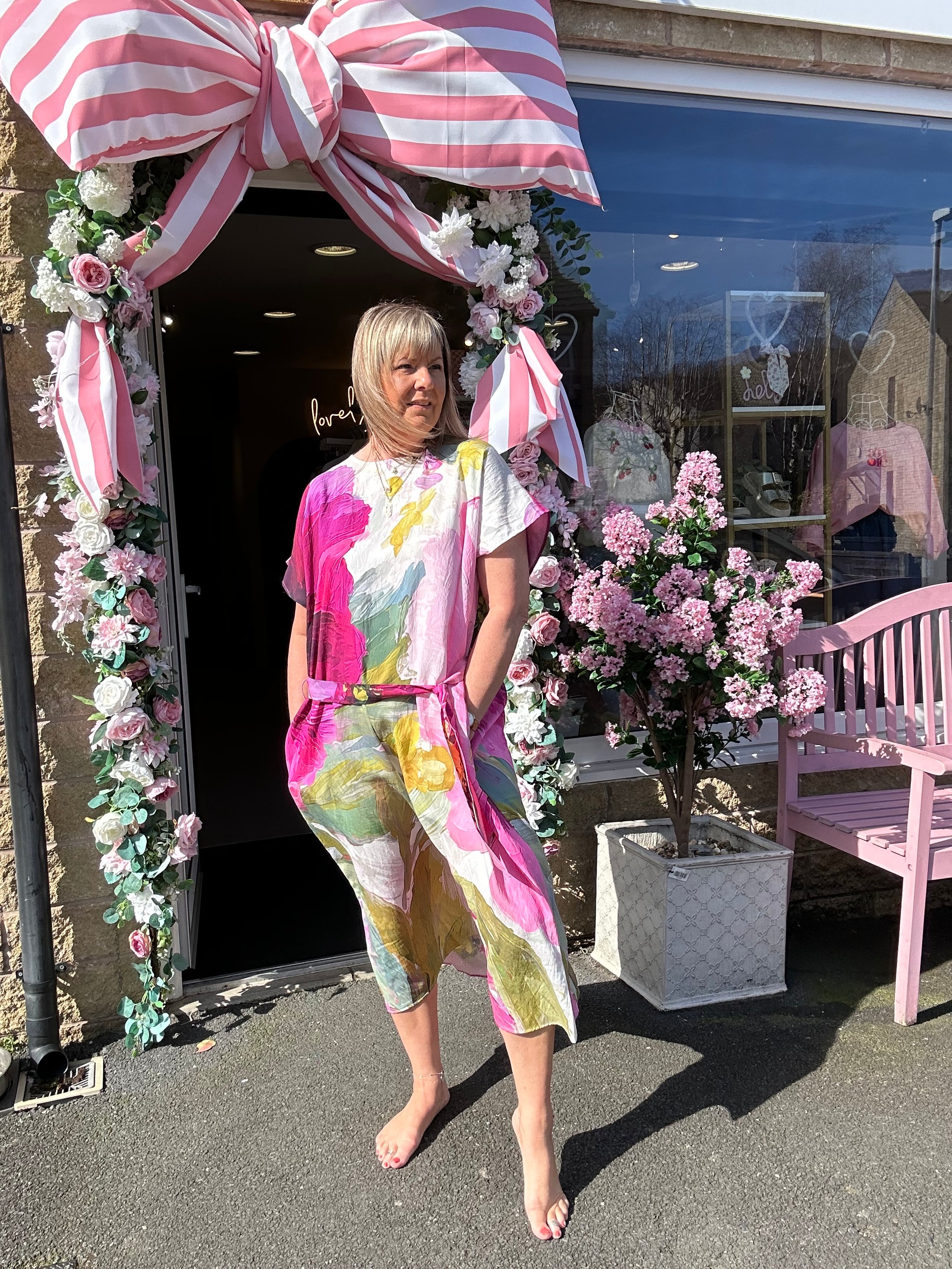 Floral Bloom Oversized Dress- Pinks - Wardrobe By Simone