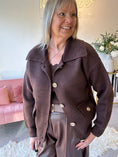 Load image into Gallery viewer, Gold Button Cardi Jacket -  Brown
