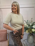 Load image into Gallery viewer, Fluted Edge Short Sleeve Jumper - Latte - Wardrobe By Simone

