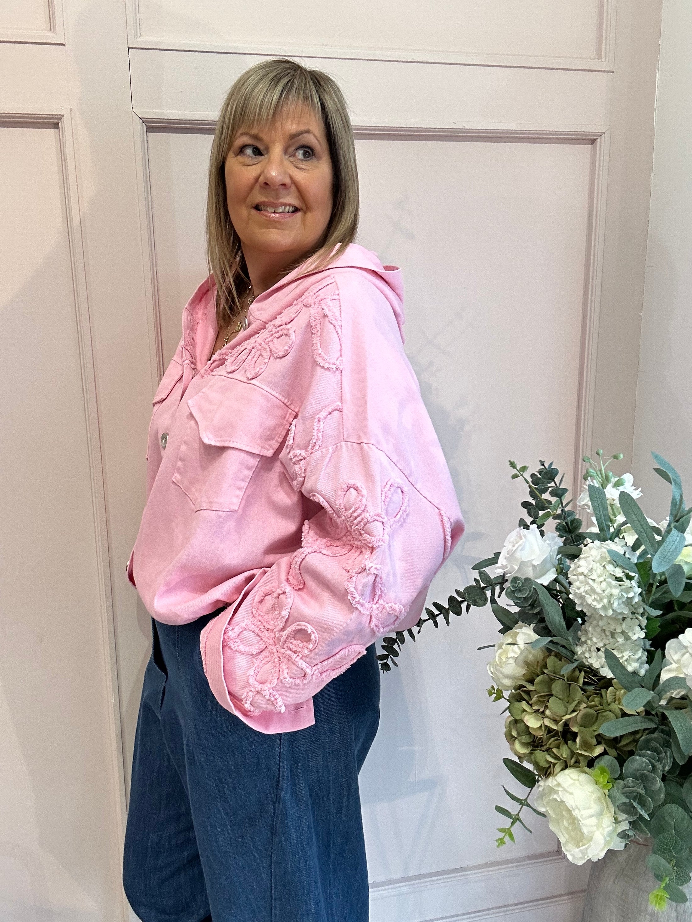 Denim Hooded Jacket - Sugar Pink - Wardrobe By Simone