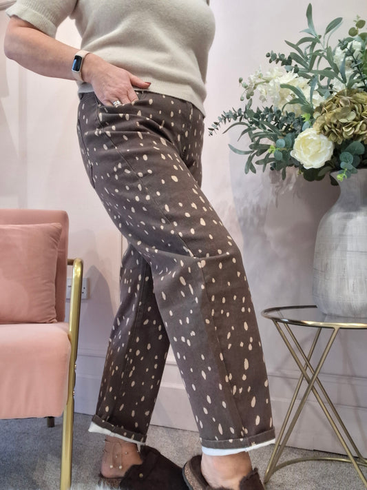 Trending Deer Print Jeans - Brown/Beige - Wardrobe By Simone