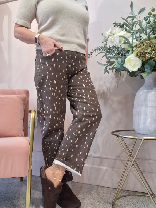 Trending Deer Print Jeans - Brown/Beige - Wardrobe By Simone