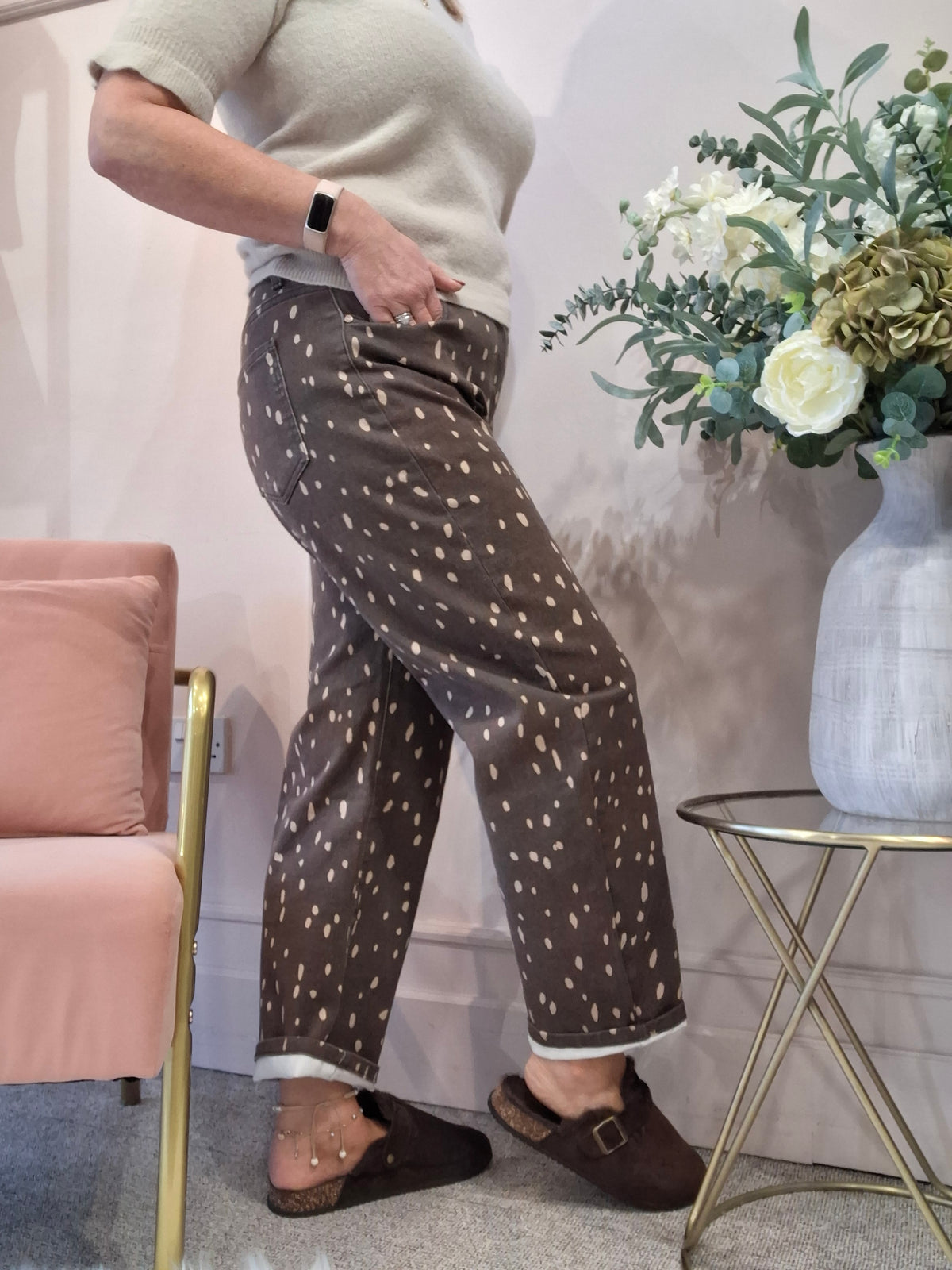 Trending Deer Print Jeans - Brown/Beige