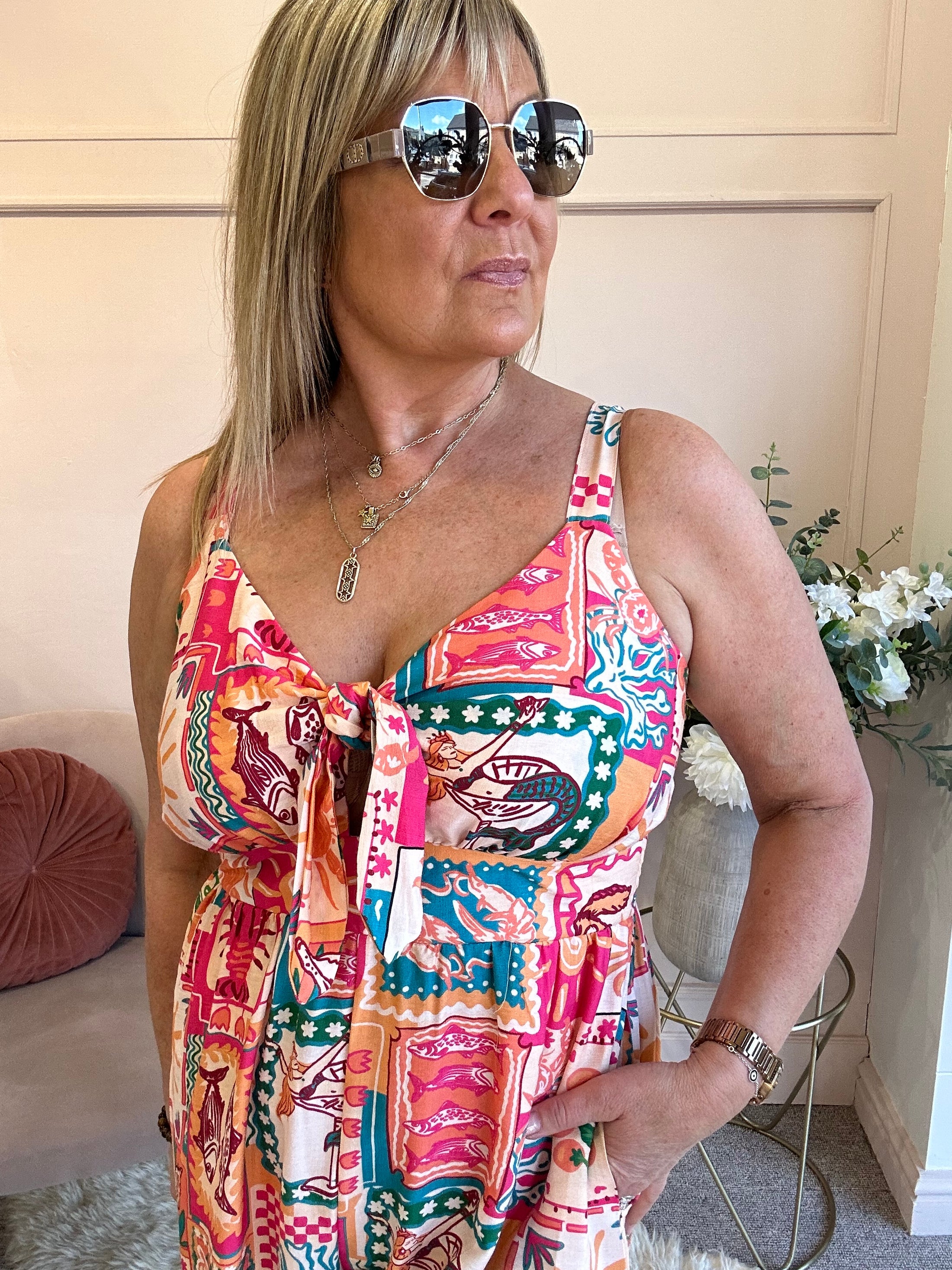 Escape To The Sun Jumpsuit - Coral/Mix - Wardrobe By Simone