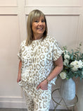 Load image into Gallery viewer, Leopard Short Sleeved Top - Beige/White - Wardrobe By Simone
