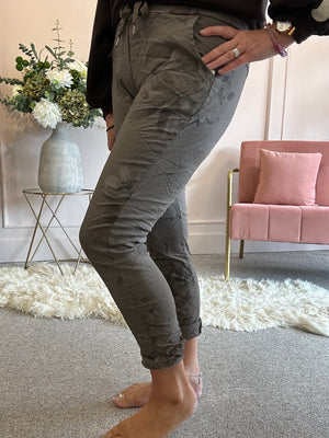 Autumnal Floral Magic Pant - Brown/Plum - Wardrobe By Simone