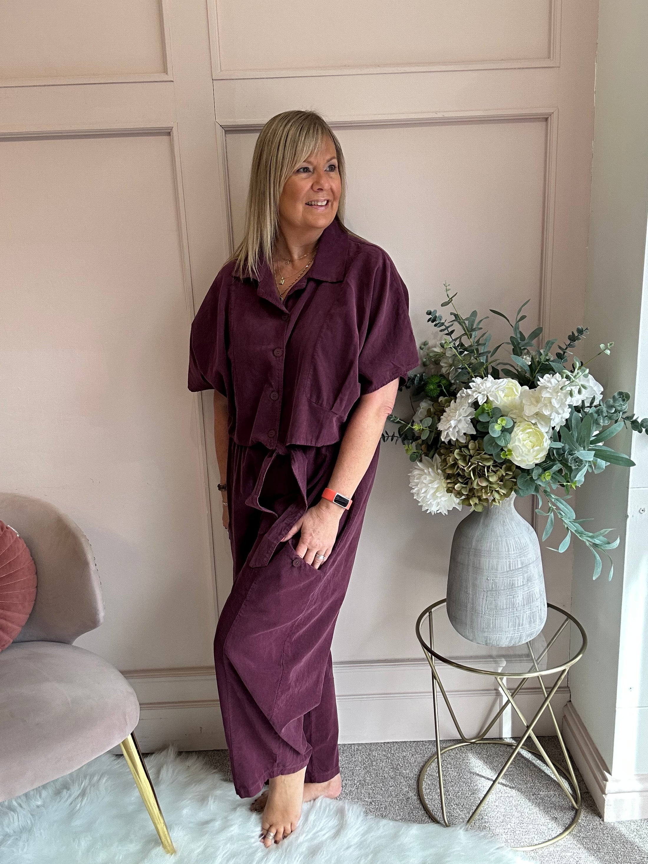 Barrel Cord  Pant - Plum