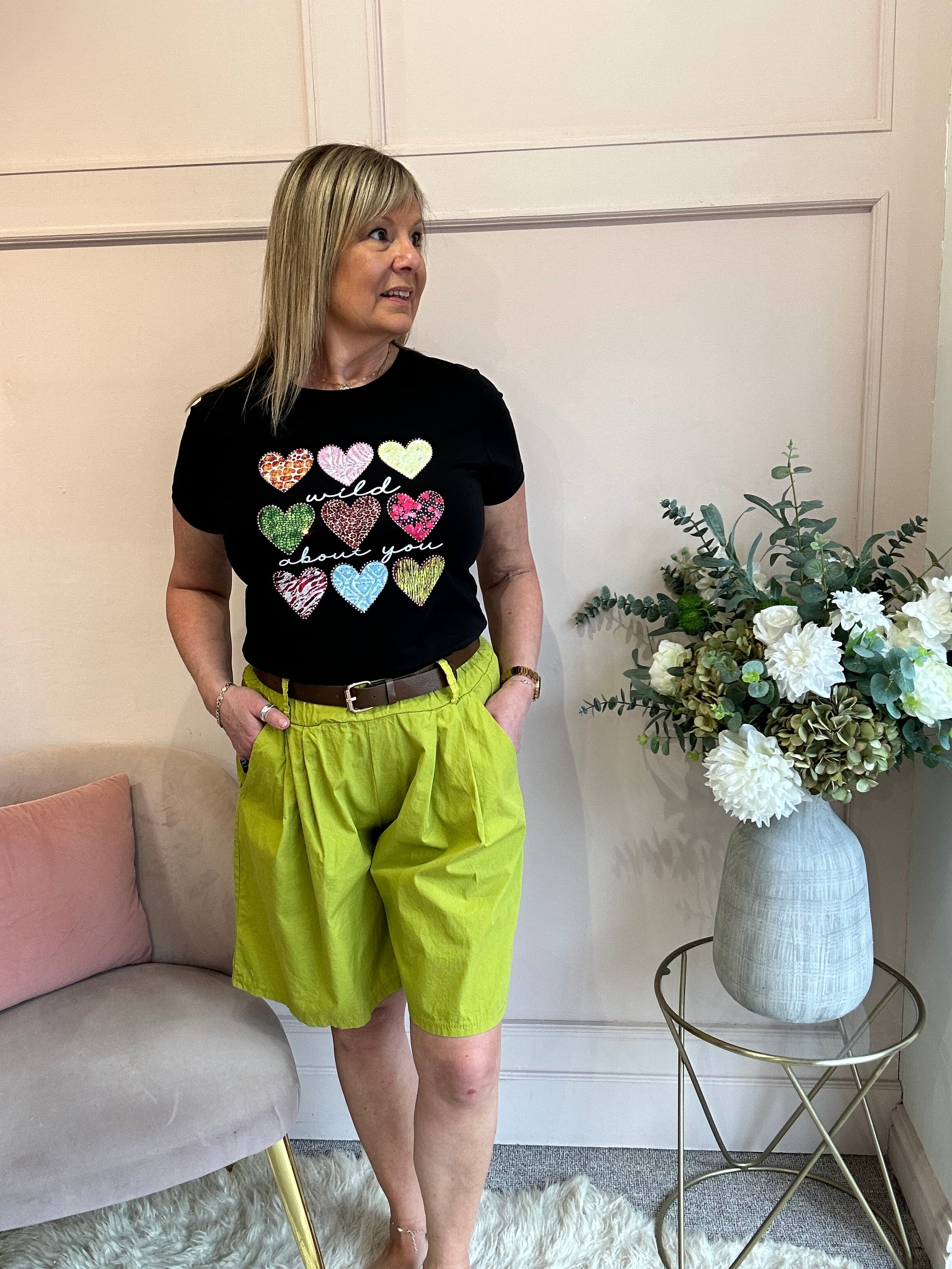 Hearts Wild About You T Shirt  - Black - Wardrobe By Simone