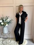 Load image into Gallery viewer, Collared With A Tie  Jumpsuit - Black - Wardrobe By Simone
