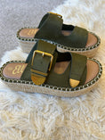 Load image into Gallery viewer, Ivy Buckle & Weave Slider Sandal - Olive - Wardrobe By Simone
