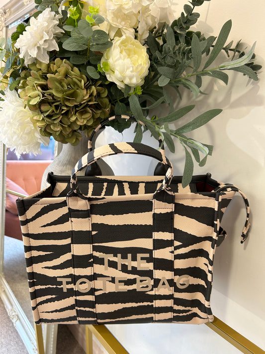 Tote Zebra Large Bag -  Black/Beige