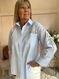 Load image into Gallery viewer, Sunflower Embroidered Detail Shirt  - Blue/White - Wardrobe By Simone
