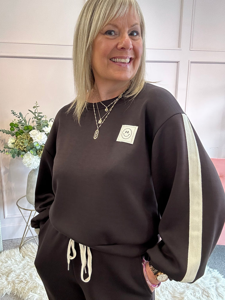 Little Smile Sweatshirt  - Chocolate - Wardrobe By Simone