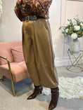 Load image into Gallery viewer, Faux Leather Wide Leg Trouser - Caramel
