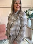 Load image into Gallery viewer, Checked Crossed Over Jacket - Beige/Orange - Wardrobe By Simone
