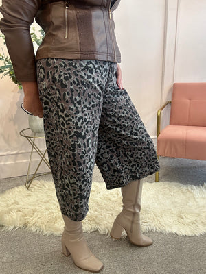 Culotte Wide Leg Jean - Leopard