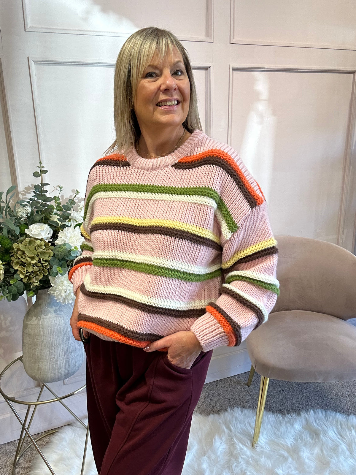 Candy Striped Jumper - Pink